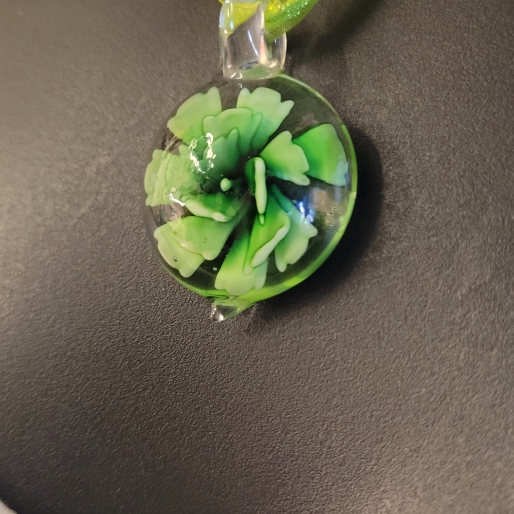 Neon Green Floral Pendant